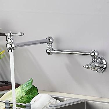 Imagem de Torneira de parede de cozinha com interruptor duplo, torneira de água fria única, bica giratória 360, torneiras dobráveis, b