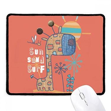 Imagem de Mousepad vermelho girafa desenho animal sol borda costurada tapete de borracha para jogos