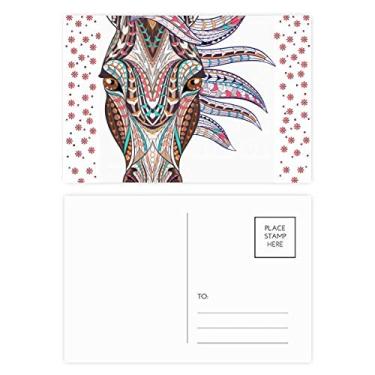 Imagem de Cartão postal de Natal com design de cavalo colorido em estilo mosaico, Natal, celebração, cartão postal de bênção