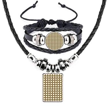 Imagem de Tecido de malha de linho marrom Art Deco presente moda colar pulseira conjunto de joias