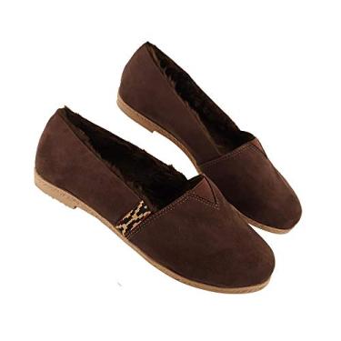 Imagem de Alpargata Pelo 100% Forrada Confort Sapato Inverno Neve AM651 Cor:Marrom;Tamanho:33