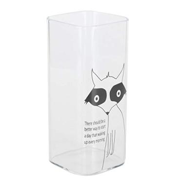 Imagem de Copo de vidro de leite, portátil, 400 ml, lavável, transparente, para chá, café (raposa)