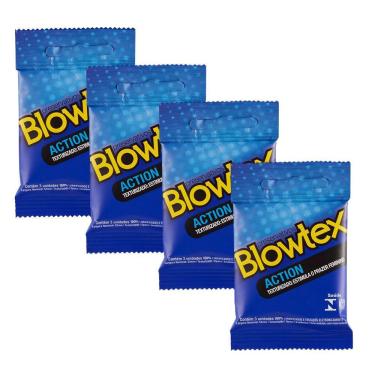 Imagem de Kit 4 Pacotes Preservativo Blowtex Action C/ 3 Unidades Cada