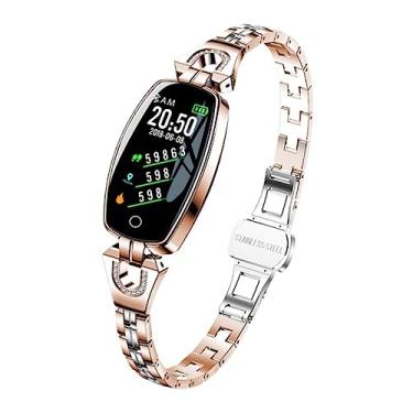 Imagem de Smartwatch Relógio Smart Watch Tela Colorida Popular Monitor De Pressão Arterial Feminino À Prova D'água Pulseira Gift (Ouro)