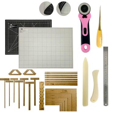 Imagem de Base de Corte A2 45x60 Dupla Face Kit Encadernação Gabarito Esquadros Scrapbook Réguas Cortador de Tecidos Dobradeira Agulhão