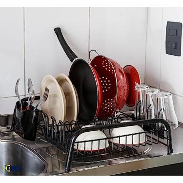 Imagem de Escorredor de Louça Premium 12 Pratos 6 Copos C/Porta Talher - K80
