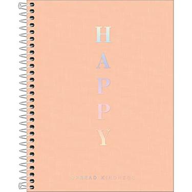 Imagem de Caderno capa plástica colegial 1x1 80 folhas Happy Coral pastel Tilibra