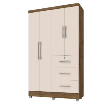 Imagem de Guarda Roupas Solteiro 4 Portas 3 Gavetas Tokio Jequitibá/Off White J&A