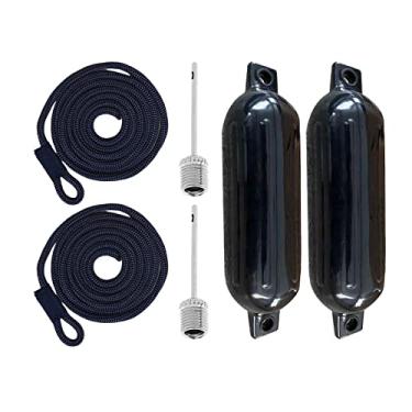 Imagem de Dynwave Pára-choques de barco 4x16 polegadas com sistema de proteção contra colisões para embarcações de ancoragem, Corda azul