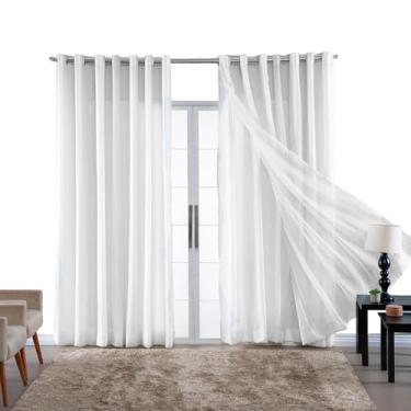 Imagem de Cortina 4 Metros Grande de Voal Voil Liso Forro Microfibra Tecido Sala Quarto Porta Janela