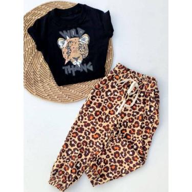Imagem de Conjunto Infantil Blogueirinha Menina - Calça Jogger Xadrez