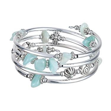 Imagem de FULU AUTUMN Pulseiras com contas para mulheres pulseiras de prata para mulheres bijuteria de fantasia presente moderno, 7IN, Pedra, Sem pedras preciosas