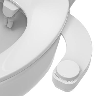 Imagem de Bidê canhoto - SEM Bocal duplo ultra fino não elétrico (lavagem frontal e traseira) Pressão de água ajustável, acessório de assento de vaso sanitário para bidê de água, fácil de instalar (branco)