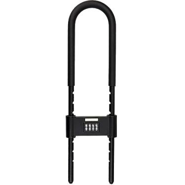 Imagem de U-Lock - Combo de bicicleta U-Lock - Cadeado de combinação de quatro posições - Cadeado longo - com manilha ajustável - adequado para bicicletas, bicicletas elétricas, bicicletas de montanha, portas