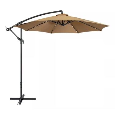 Imagem de Ombrelone com Led Articulado Guarda Sol De Praia Jardim Lateral 3 Metros Bege RM Decor