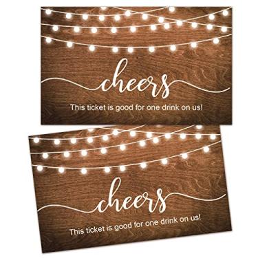 Imagem de 50 ingressos de bebida grátis, cupons de ingressos de bebida rústica para uma bebida grátis na festa de aniversário de casamento, ingressos para eventos, ingressos de bebida grátis para refrigerantes