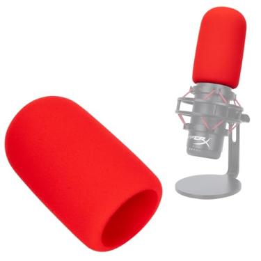 Imagem de SUNMON Filtro pop vermelho para HyperX QuadCast - capa de microfone redução de ruído de espuma, filtro Hyper x Pop qualidade de som melhorada, para-brisas de microfone compatível com microfone HyperX