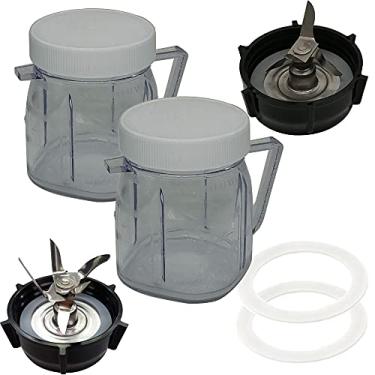 Imagem de Lâmina de trituração de gelo de aço inoxidável de 4 pontos e 6 pontos com parafuso de tampa inferior FUSION 2 peças de mini xícaras, compatível com liquidificador Oster Classic Series e