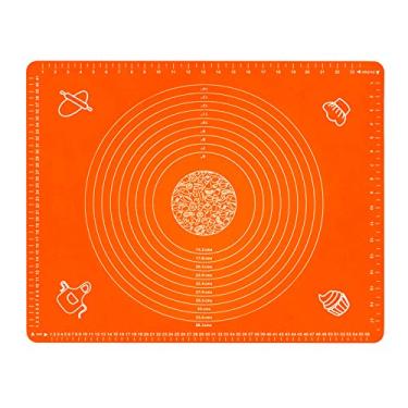 Imagem de Tapete de silicone para massa de rolo pastelada com medidas – Sem BPA e antiaderente para assar folhas de mesa antiderrapantes para assar bolo de pizza, Laranja, 25.6" x 17.7", 1