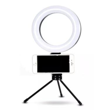 Imagem de Ring Light De Mesa Iluminador De Led Tripé 6 Polegadas com Suporte Celular