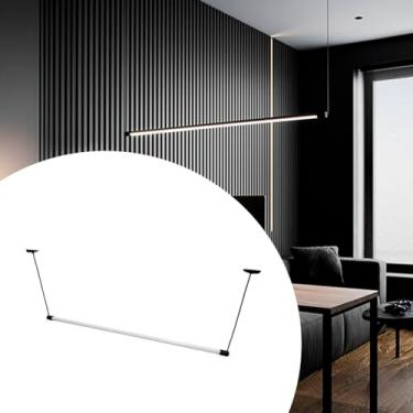 Imagem de Pendente Luminária de Teto Slim Preto Para Lâmpada Tubular de LED T8 em Alumínio e Bivolt 1,5m de Fio Iluminação Casa, Sala, Escritorio, Quarto