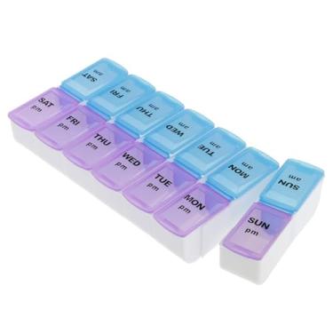 Imagem de Caixa organizadora compacta de 14 compartimentos para viagens diárias com marcação da manhã da manhã, ótima para tablets, cápsulas, pequenos gadgets - Recipiente de armazenamento de medicamentos de