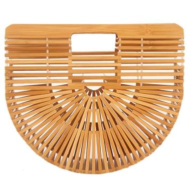 Imagem de RULER TRUTH Bolsa feminina de bambu feita à mão de palha sacola de bambu bolsa de cesta natural para verão na praia, Original Color, Small