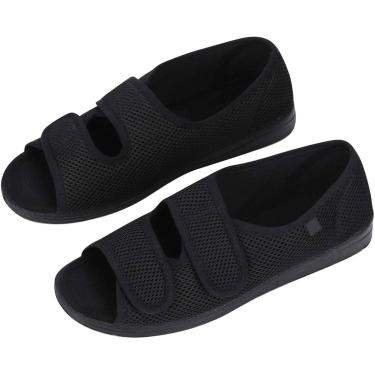 Imagem de Chinelos Femininos Diabetic Edema - Chinelos Ortopédicos Ajustáveis, Sapatos Confortáveis para Idosos e Diabéticos, Sandálias Antiderrapantes com Dedo Aberto - Preto - Tamanhos 36 a 41