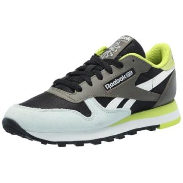 Imagem de Reebok Tênis de couro clássico unissex para adultos, Preto/Giz/Verde Exército, 5 Women/3.5 Men