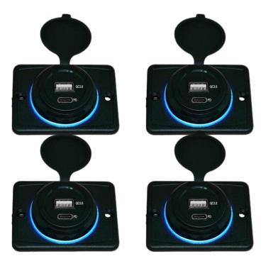 Imagem de Kit 4 Carregador de Celular Automotivo 1 USB + 1 USB Power C/ Moldura - RS-1113U BR