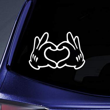 Imagem de Mouse coração mãos adesivo decalque notebook carro laptop 5,5 polegadas (branco)