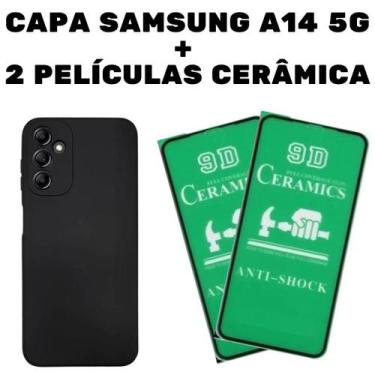 Imagem de Capa Capinha Aveludada + 2 Películas Cerâmica Celular Samsung A14 5G -