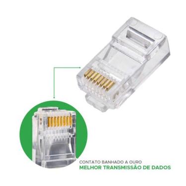 Imagem de Kit 100 Conector Rj45 Utp Cat5e Banho De Ouro Cabo De Rede - 5+, 062-0