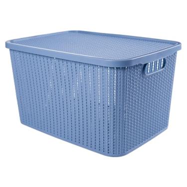 Imagem de Caixa Organizadora de Plástico 29 L com Tampa Trama Plasútil