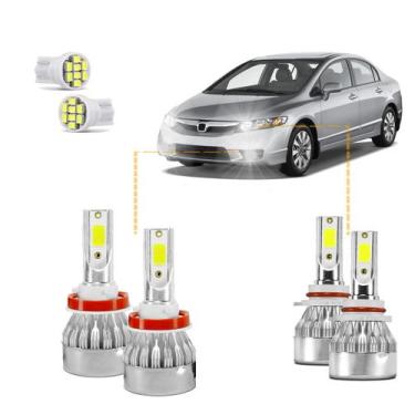 Imagem de Kit Ultra Led Baixo/Milha Honda New Civic 20000 Lúmens 6500k - FX Auto