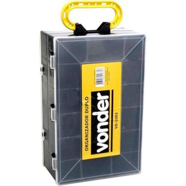 Imagem de Caixa Organizadora Dupla Para parafusos, Buchas Vonder, Preto, Duplo