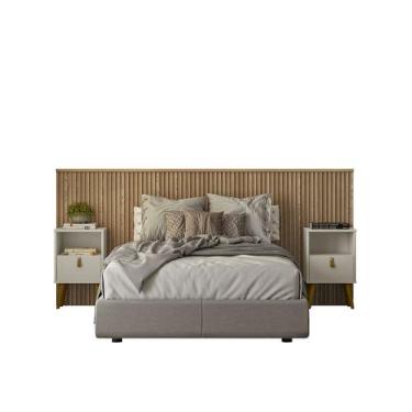 Imagem de Conjunto Cabeceira Casal em Ripado Ilhabela com 2 Mesas de Cabeceira B