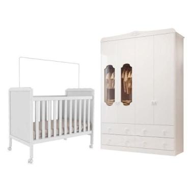 Imagem de Quarto de Bebê com Guarda Roupa Janelado Noah e Berço Cloe 100% MDF Mó