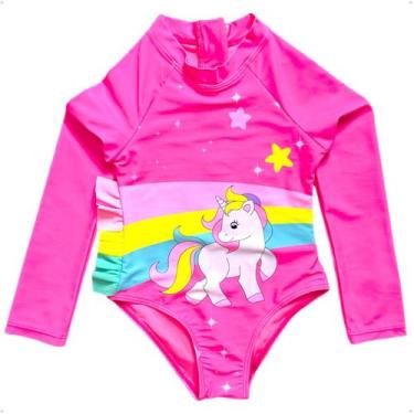 Imagem de Maiô Meninas Manga Longa Infantil Bebe Com Proteção Uv50 Maio - Anj Mo
