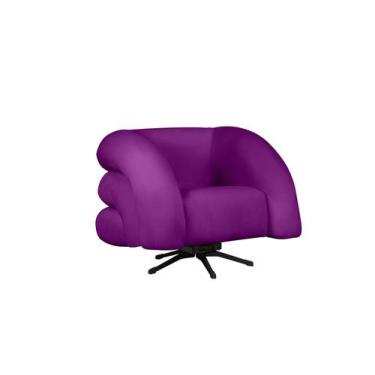 Imagem de Poltrona Base Giratória e Balanço Micheli Veludo Roxo - Mazzero Decor