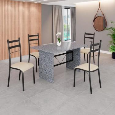 Imagem de Conjunto Sala de Jantar Mesa Retangular 120x75cm Tampo Granito Ocre 4 