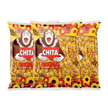 Imagem de Kit 3 Bala Chita Abacaxi, Original e Mastigável - Cory - 500 g