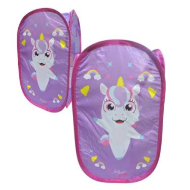 Imagem de Cesto Organizador Bebe Infantil Dobrável Roupas Brinquedos melhores amigos coloridos bichinhos (UNICORNIO)