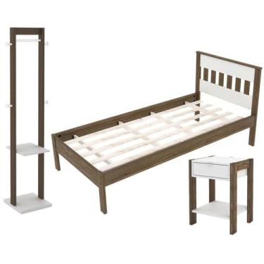 Imagem de Quarto Solteiro 3 Peças CM8006 AZ1016 AZ1019 QT4 Nogal Branco Tecno Mo