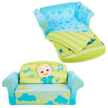 Imagem de MARSHMALLOW Mobiliário, Cocomelon 3 em 1 sofá de dormir espreguiçadeira, sofá infantil conversível, sofá-cama e tapete de espuma para cochilo infantil com cobertor anexado