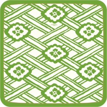 Imagem de Conjunto divertido com Caspari de dois pacotes de prato de salada de papel quadrado verde Kiku, 8 pratos por pacote