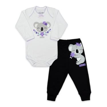 Imagem de Conjunto Body Manga Longa Baby Duck Comfort Coala Flores Branco, RN