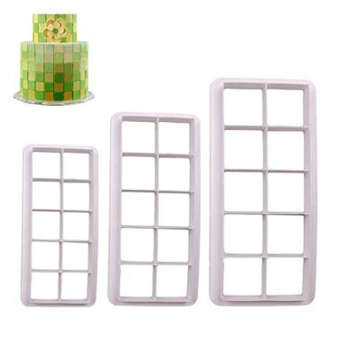 Imagem de LIYONGHE Fondant Tools Conjunto de 3 peças de cortadores de biscoito quadrados para decoração de bolos, máquinas de corte e matriz, moldes de fondant DIY para assar (1 conjunto)