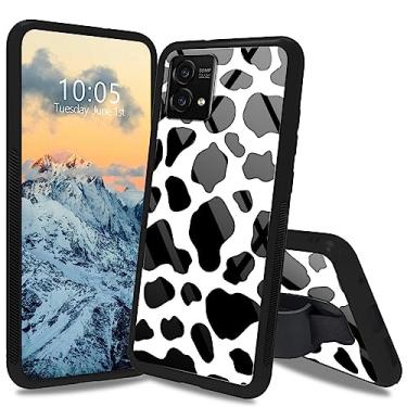 Imagem de Dikoer Capa para Moto G Stylus 5G 2023 de 6,6 polegadas com suporte/alça, parte traseira de vidro temperado e quatro cantos, absorção de choque, listra antiderrapante, capa de TPU macio para Motorola