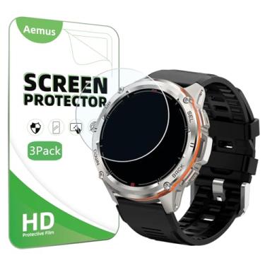 Imagem de Aemus Protetor de tela para T3 Ultra Smart Watch 3.6 cm (pacote com 3) película protetora de vidro temperado transparente compatível com AMAZTIM/KOSPET TANK T3 Ultra 2 GPS Smart Watch